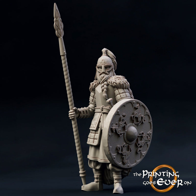 Fighter Spearman with shield in Studded Leather | 28mm Scale | 32mm Scale | 75mm Scale Pathfinder Figure |DnD| miniature Figurine unpainted| - Only-Games