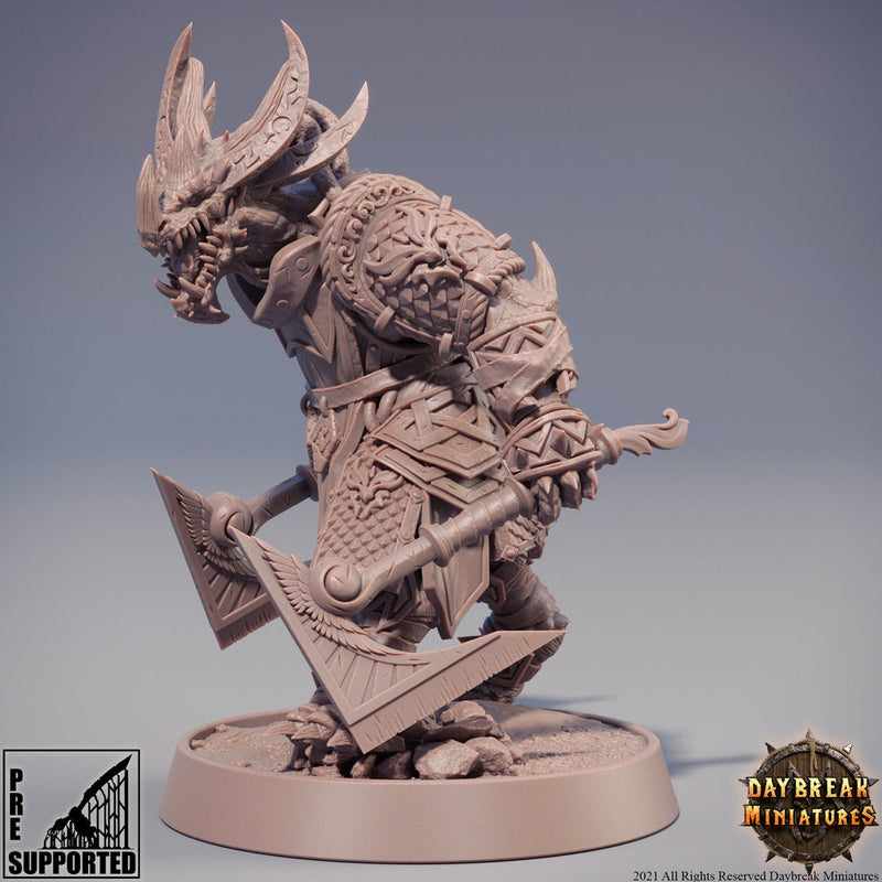 Dragonborn Fighter Two weapon style axes | 28mm, 32mm,54mm,75mm,100mm Scale Resin Miniature | Dungeons and Dragons Miniatures | Pathfinder | - Only-Games