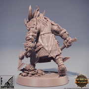 Dragonborn Fighter Two weapon style axes | 28mm, 32mm,54mm,75mm,100mm Scale Resin Miniature | Dungeons and Dragons Miniatures | Pathfinder | - Only-Games