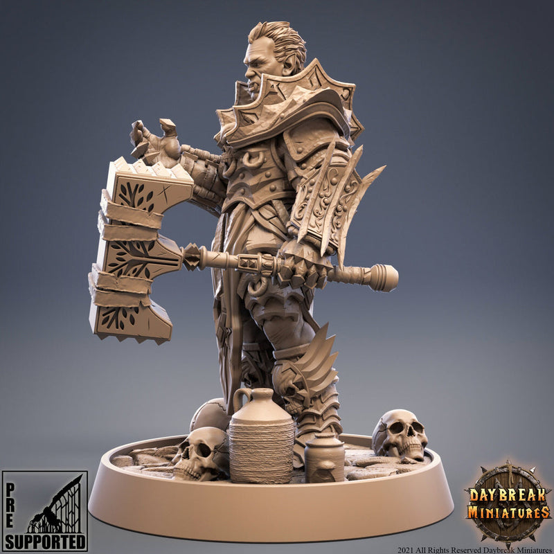 Vampire Knight Blood Oath w/ Great Hammer | 28mm, 32mm, 75mm Scale Resin Miniature | Dungeons and Dragons | Pathfinder | Strahd | - Only-Games