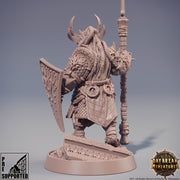 Dragonborn Fighter Spear and Shield | 28mm, 32mm, 75mm Scale Resin Miniature | Dungeons and Dragons Miniatures | Pathfinder | - Only-Games