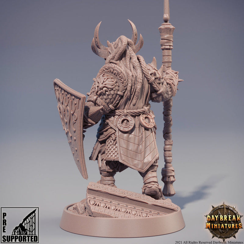Dragonborn Fighter Spear and Shield | 28mm, 32mm, 75mm Scale Resin Miniature | Dungeons and Dragons Miniatures | Pathfinder | - Only-Games
