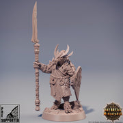 Dragonborn Fighter Spear and Shield | 28mm, 32mm, 75mm Scale Resin Miniature | Dungeons and Dragons Miniatures | Pathfinder | - Only-Games