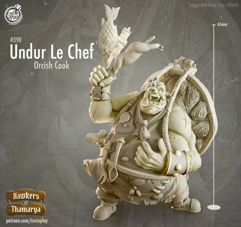 Undur's Dire Pig Grill w/ NPC Orc Chef mini  | 28mm, 32mm, 75mm Scale | Dungeons and Dragons 5e Miniatures | Pathfinder | Figurine | DnD | - Only-Games