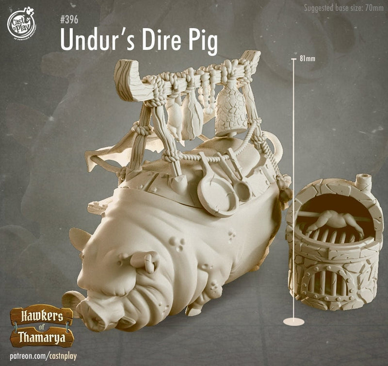 Undur's Dire Pig Grill w/ NPC Orc Chef mini  | 28mm, 32mm, 75mm Scale | Dungeons and Dragons 5e Miniatures | Pathfinder | Figurine | DnD | - Only-Games