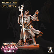 Human Male Wizard Miniature | 28mm, 32mm, 54mm, 75mm, 100mm Scales | Dungeons and Dragons | Pathfinder | Battle Wizard - Only-Games