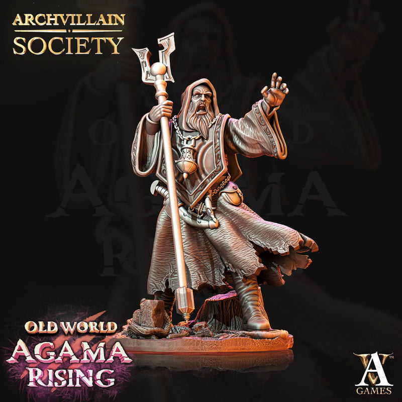Human Male Wizard Miniature | 28mm, 32mm, 54mm, 75mm, 100mm Scales | Dungeons and Dragons | Pathfinder | Battle Wizard - Only-Games