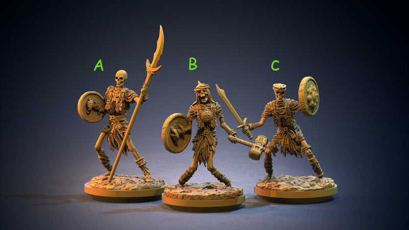 Skeleton Warriors (3 different models) Giant Skeletons | 28mm, 32mm,75mm Scales | Resin Miniature | Dungeons and Dragons |Pathfinder | - Only-Games