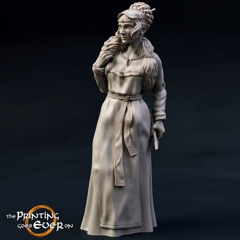 Eadwela - King's Niece Princess NPC | 28mm Scale|32mm Scale |54mm |75mm|100mm Scale Pathfinder Figure | DnD 5e | Female Figurine unpainted | - Only-Games