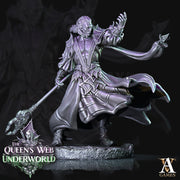 Dark Elf Drow Wizard  | 28mm, 32mm, 54mm, 75mm, 100mm | DnD 5e Miniature | Dark Elf Male Magic User, Drow mage | Dungeons and Dragons | - Only-Games