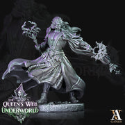 Dark Elf Drow Wizard  | 28mm, 32mm, 54mm, 75mm, 100mm | DnD 5e Miniature | Dark Elf Male Magic User, Drow mage | Dungeons and Dragons | - Only-Games