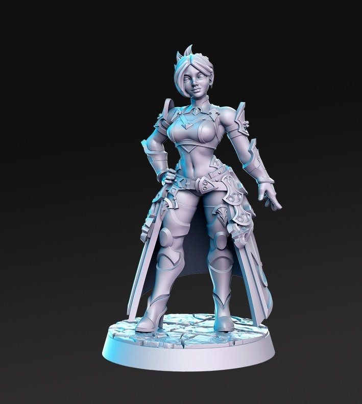 Pinup Female Swashbuckler Fighter | 28mm, 32mm and 75mm Scale Miniature | | Sexy Female unpainted resin Figurine mini -D&D - Only-Games