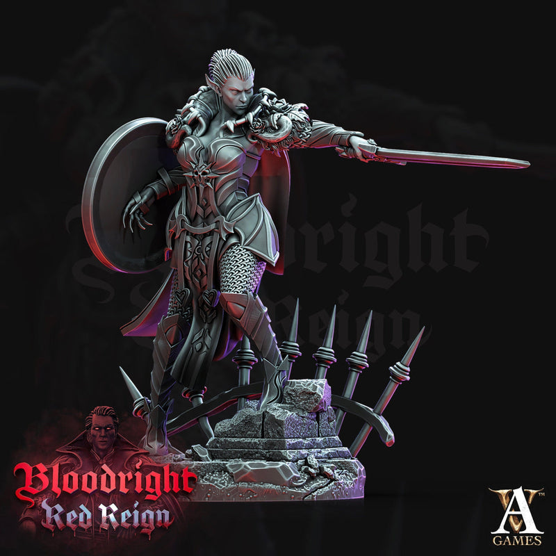 Female Vampire Elf Fighter | 28mm, 32mm, 75mm | DnD 5e Miniature | Dungeons and Dragons | Strahd Revenloft - Only-Games