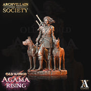 Human Female Ranger Beastmaster with two Hounds PC or NPC | 28mm, 32mm, 75mm Scales | Dungeons and Dragons | Pathfinder | - Only-Games