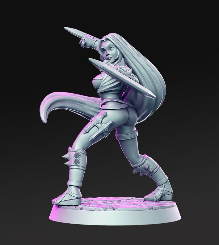 Pinup Female Rogue Assassin | 28mm Scale | 32mm Scale Miniature | 75mm Scale | Sexy Female unpainted resin Figurine mini - D&D - Only-Games