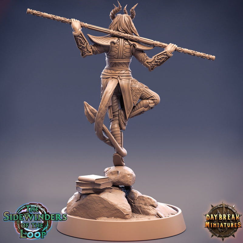 Female Tiefling Monk | 28mm, 32mm, 54mm, 75mm, 100mm Scale Resin Miniature | Dungeons and Dragons | Pathfinder | - Only-Games