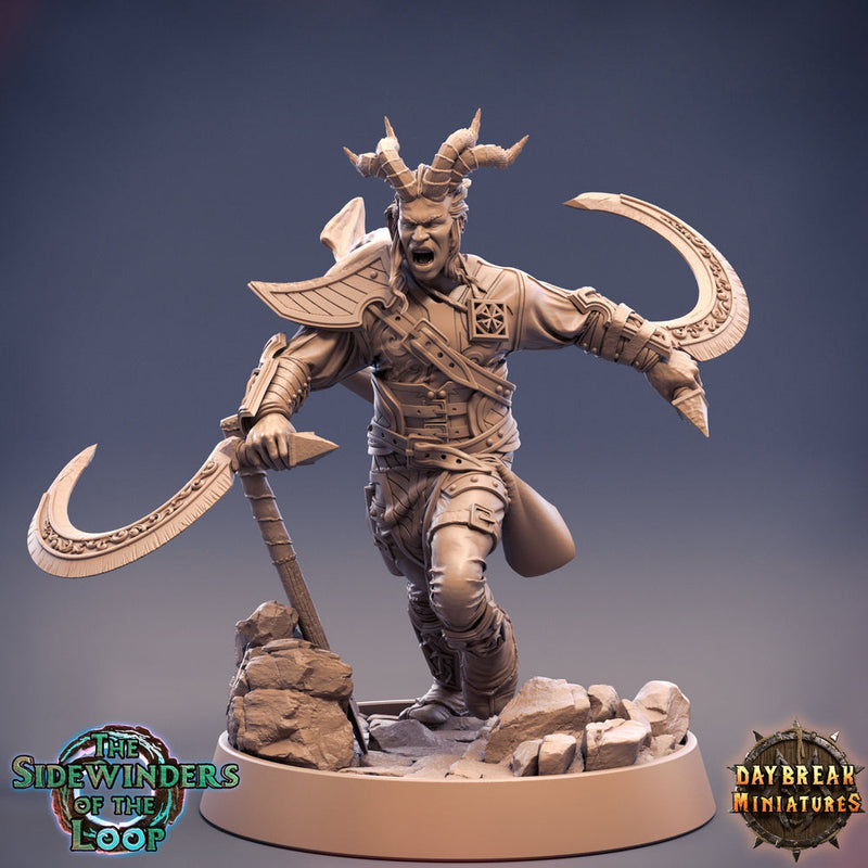 Tiefling Fighter Battle Master Two-weapon Style | 28mm, 32mm, 75mm Scale Resin Miniature | Dungeons and Dragons | Pathfinder | - Only-Games