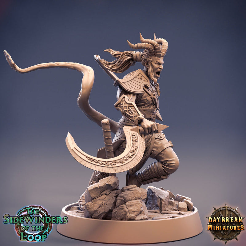 Tiefling Fighter Battle Master Two-weapon Style | 28mm, 32mm, 75mm Scale Resin Miniature | Dungeons and Dragons | Pathfinder | - Only-Games