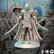Moon Elf Fighter 2 Weapons Style| 28mm Scale | 32mm Scale Miniature | 75mm Scale | RN Estudio unpainted resin Figurine mini - D&D - Only-Games