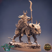 Tiefling Fighter mounted on Giant Feline | Dungeons and Dragons 5e Miniature | 28mm Scale | 32mm Scale | 75mm Scale | Pathfinder | - Only-Games
