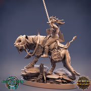 Tiefling Fighter mounted on Giant Feline | Dungeons and Dragons 5e Miniature | 28mm Scale | 32mm Scale | 75mm Scale | Pathfinder | - Only-Games