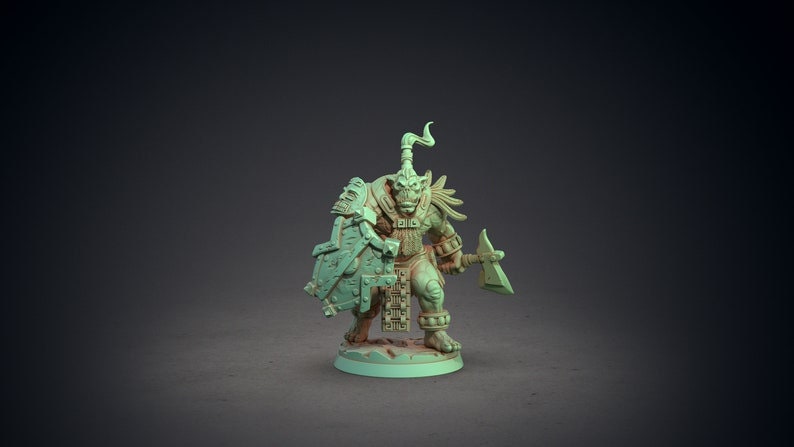 Orc Shield and Axe | Orc | 28mm, 32mm, 75mm Scale Resin Miniature | Dungeons and Dragons | Pathfinder | - Only-Games