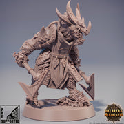 Dragonborn Fighter Two weapon style axes | 28mm, 32mm,54mm,75mm,100mm Scale Resin Miniature | Dungeons and Dragons Miniatures | Pathfinder | - Only-Games