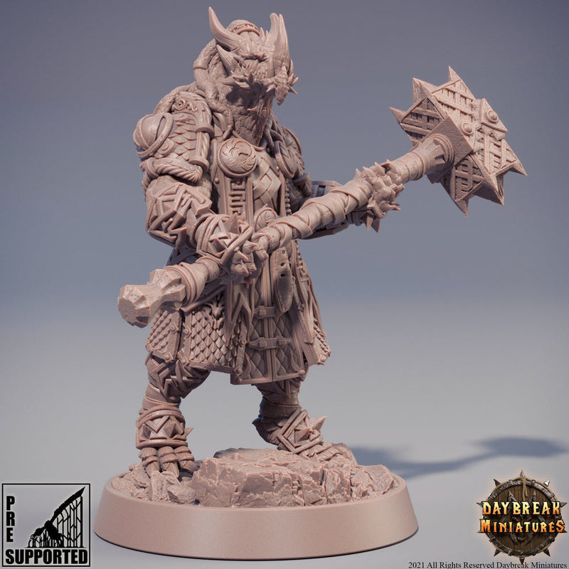 Dragonborn Paladin 2handed Maul model | 28mm, 32mm, 75mm Scale Resin Miniature | Dungeons and Dragons Miniatures | Pathfinder | - Only-Games