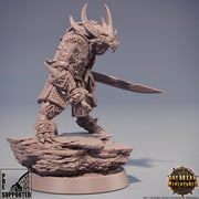 Dragonborn Fighter mini | 28mm, 32mm, 75mm Scale Resin Miniature | Dungeons and Dragons Miniatures | Pathfinder | - Only-Games