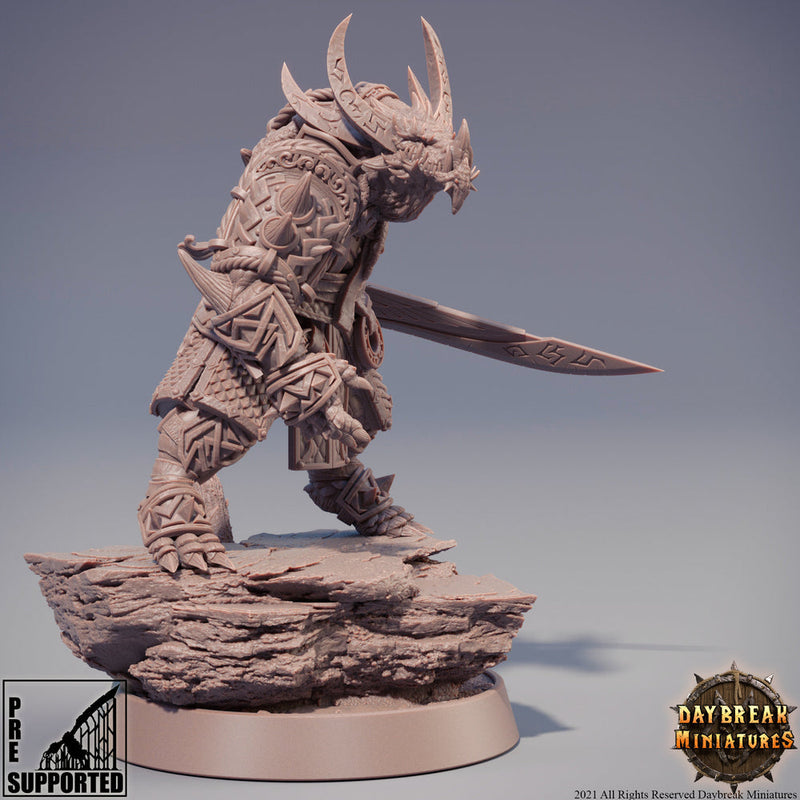 Dragonborn Fighter mini | 28mm, 32mm, 75mm Scale Resin Miniature | Dungeons and Dragons Miniatures | Pathfinder | - Only-Games