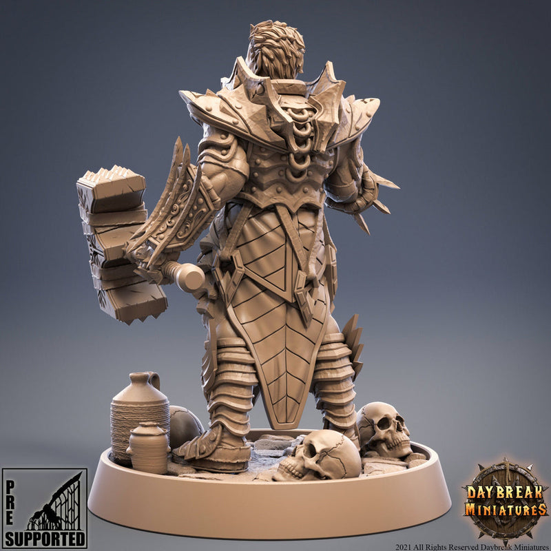 Vampire Knight Blood Oath w/ Great Hammer | 28mm, 32mm, 75mm Scale Resin Miniature | Dungeons and Dragons | Pathfinder | Strahd | - Only-Games