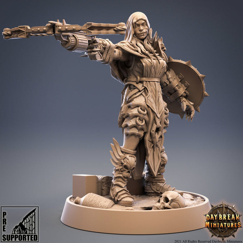 Female Vampire Warrior crossbow and shield | 28mm, 32mm, 75mm Scale | Dungeons and Dragons | Pathfinder |  Strahd | - Only-Games