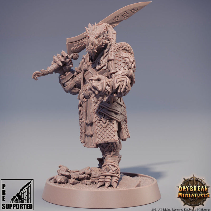 Dragonborn Fighter DnD miniature | 28mm, 32mm, 75mm Scale Resin Miniature | Dungeons and Dragons Miniatures | Pathfinder | - Only-Games
