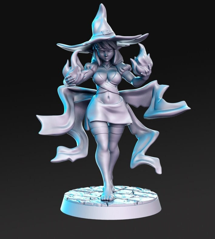 Pinup Human Wizard Veena  | 28mm Scale | 32mm Scale | 75mm Scale  - Player Character Mini - Minis - D&D 5e - Pathfinder- RN Estudio - Only-Games