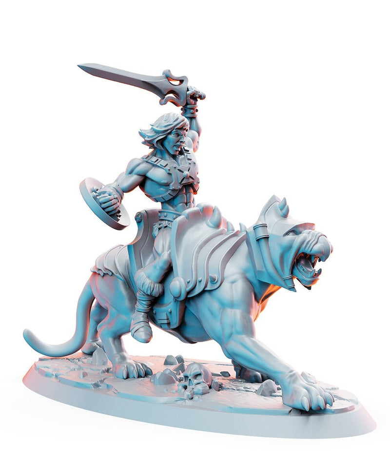 He-Darr on War Tigarr - Those Wonderful 80's| Fighter Barbarian | 28mm,32mm,75mm Scale | Animation Fan Art - Figurine - D&D 5e - RN Estudio - Only-Games