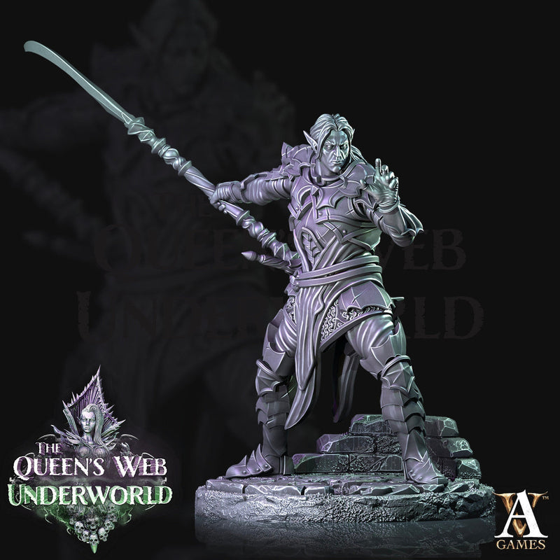 Dark Elf Drow Fighter | 28mm, 32mm, 75mm | DnD 5e Miniature | Dungeons and Dragons | Baenere | Melee-Magthere Menzoberranzan - Only-Games