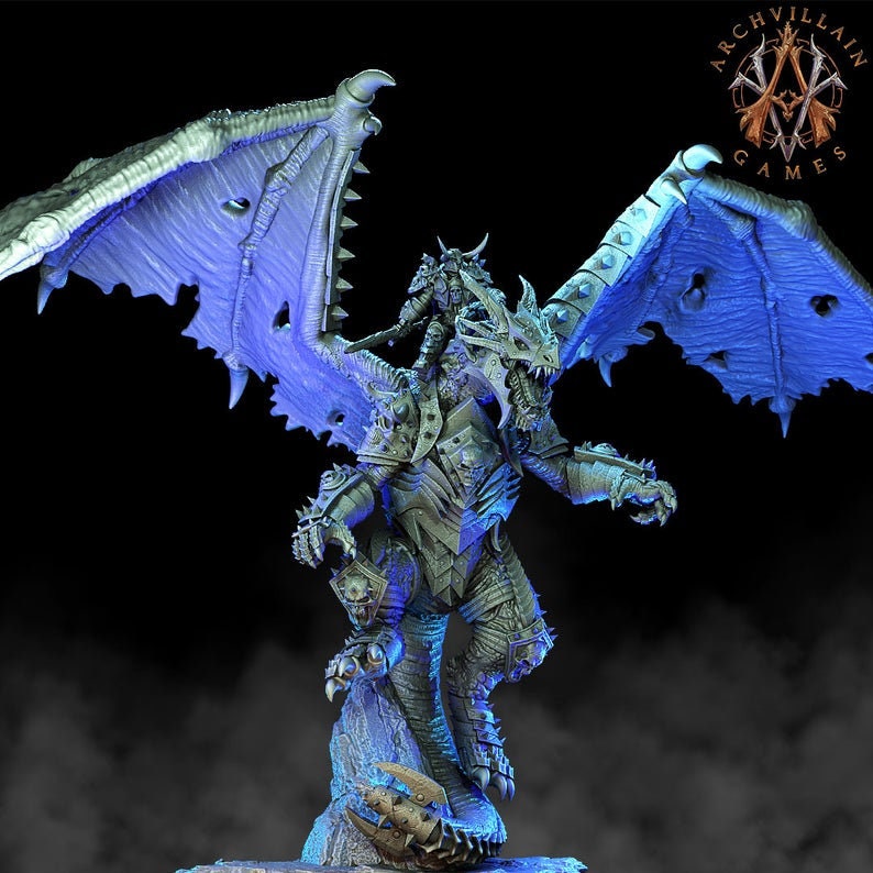 Ancient Gargantuan Dragon with Armor Rider Option | 90mm base. 150mm tall, Wingspan 260mm | Dragon Queen | Dungeons and Dragons | - Only-Games
