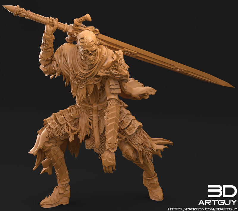 Death Knight | Skeleton Knight | Undead Zombie Knight Miniature | 28mm, 32mm Scales also 50mm and 100mm| Dungeons and Dragons | Pathfinder | - Only-Games