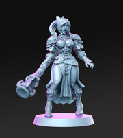 Pinup Sexy Female Fighter with Mace | 28mm Scale | 32mm Scale Miniature | 75mm Scale | - Minis - D&D -  Pathfinder - Unpainted mini - Only-Games
