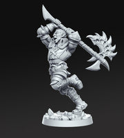 Human Barbarian with Great Axe Miniatures | 28mm Scale | 32mm Scale Miniature | 75mm Scale | Unpainted resin Figurine mini - D&D 5E - Only-Games