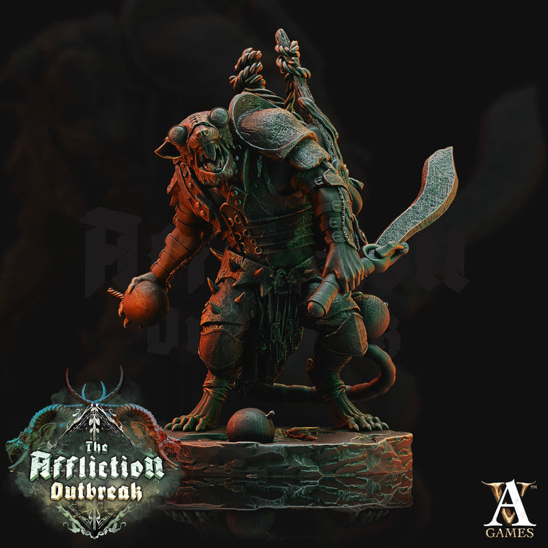 Wererat in Heavy Armor | Resin Miniature | Dungeons and Dragons | 28mm,32mm,57mm, 75mm, 100mm| Pathfinder ratfolk | D&D 5e | - Only-Games