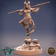 Female Tiefling Monk | 28mm, 32mm, 54mm, 75mm, 100mm Scale Resin Miniature | Dungeons and Dragons | Pathfinder | - Only-Games