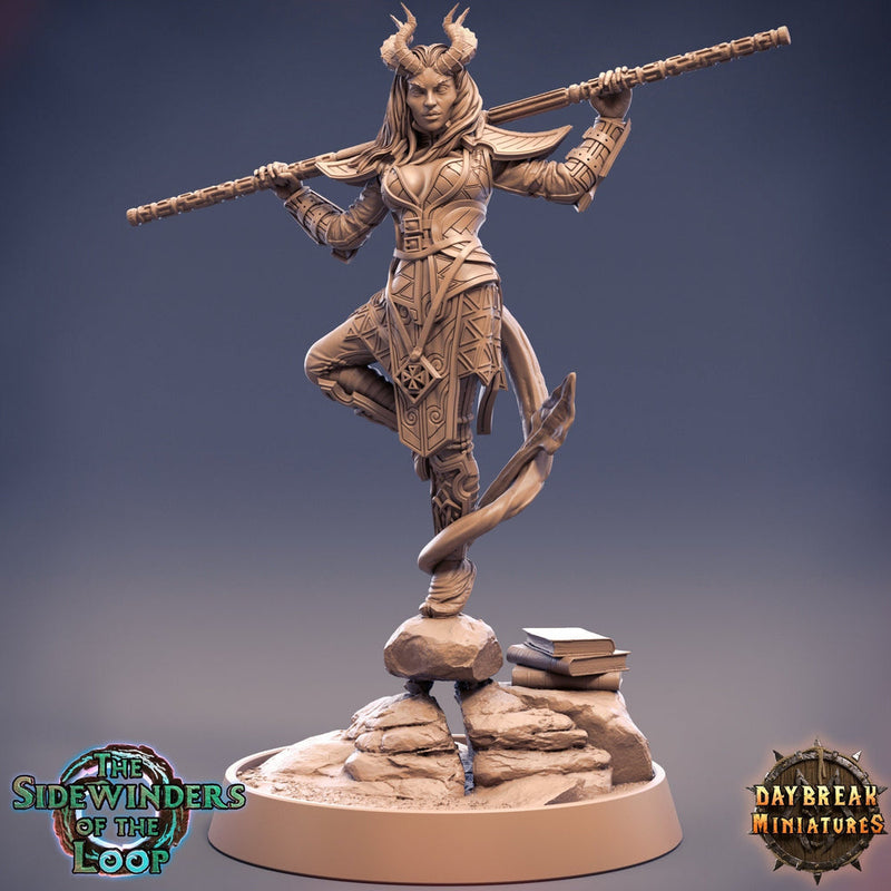 Female Tiefling Monk | 28mm, 32mm, 54mm, 75mm, 100mm Scale Resin Miniature | Dungeons and Dragons | Pathfinder | - Only-Games