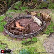 Oxen Enclosure - Hagglethorn Hollow - Printable Scenery Terrain D&D DnD Bull Cow - Only-Games