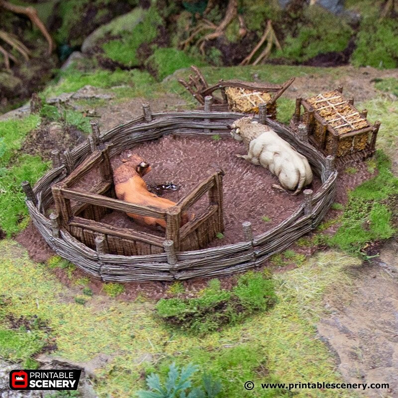 Oxen Enclosure - Hagglethorn Hollow - Printable Scenery Terrain D&D DnD Bull Cow - Only-Games
