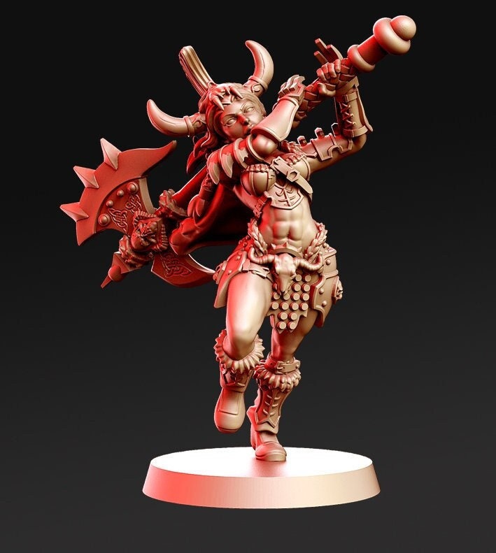 Pinup Female Barbarian Amazon | 28mm Scale | 32mm Scale Miniature | 75mm Scale | Sexy Female unpainted resin Figurine mini - Only-Games