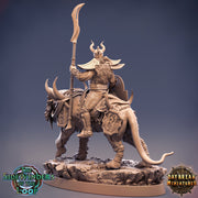 Tiefling Fighter mounted on Giant Feline | Dungeons and Dragons 5e Miniature | 28mm Scale | 32mm Scale | 75mm Scale | Pathfinder | - Only-Games