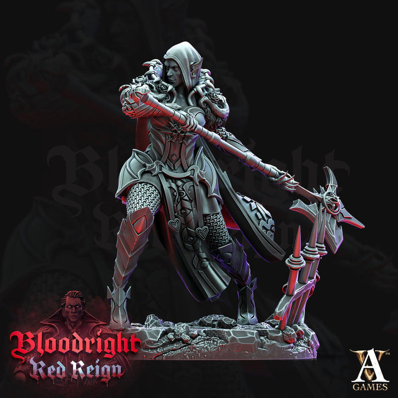 Female Vampire polearm Fighter | 28mm, 32mm, 75mm | DnD 5e Miniature | Dungeons and Dragons | Strahd Revenloft | Daughters Of Lilith | - Only-Games