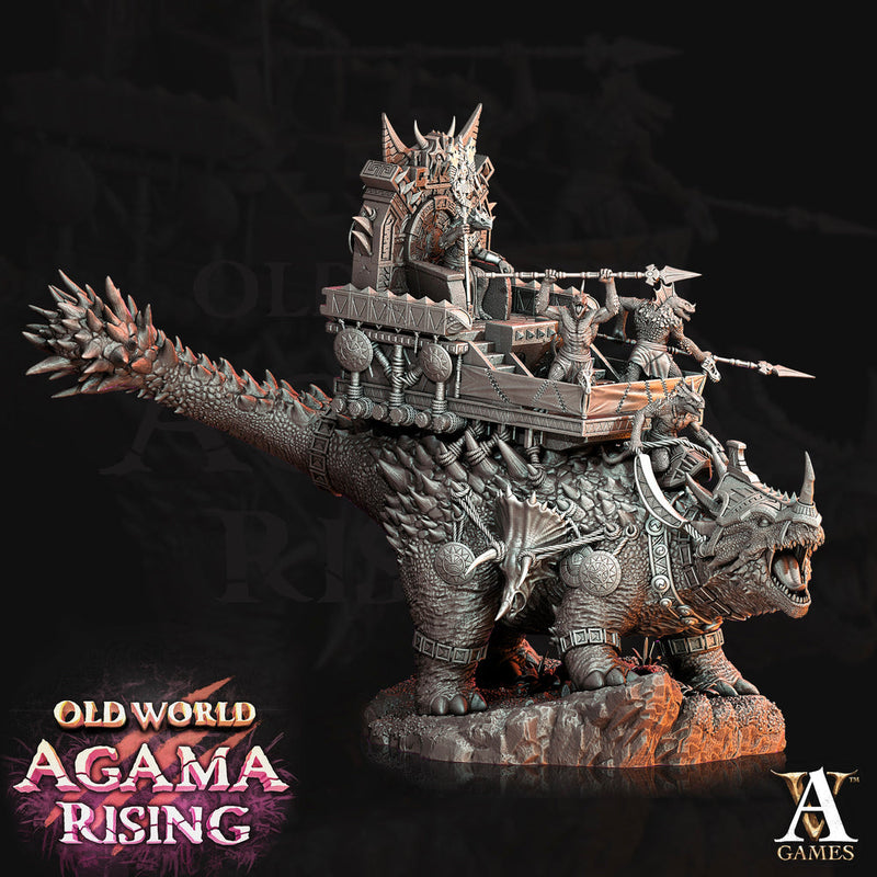 Titanoceratus Lizardmen Lizard Folk Warband 175mm Tall | 75mm Intricate decorative Base | Resin 3d printed | Dungeons and Dragons | - Only-Games