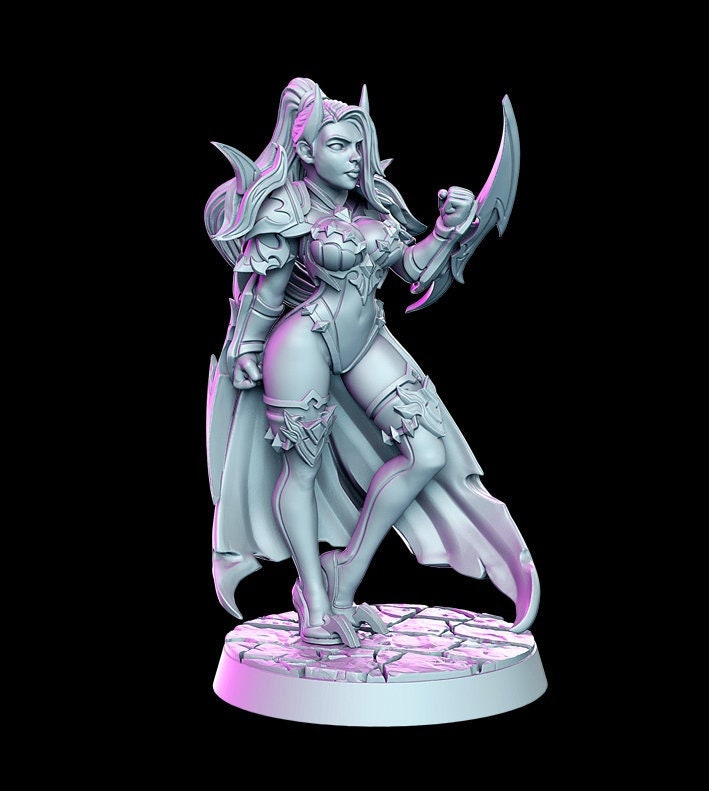 Pinup Sexy Female Fighter Forearm Blades  | 28mm Scale | 32mm Scale | 75mm Scale Miniature - Minis - D&D 5e - RN Estudio - Only-Games